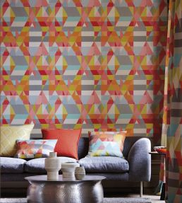 Axis Wallpaper by Scion Lime / Peony / Sunset