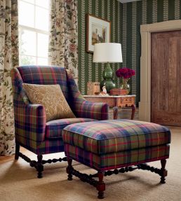 Scot's Plaid Fabric by Thibaut Olive and Cranberry