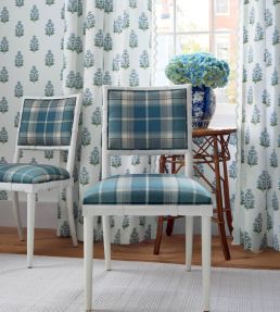 Scot's Plaid Fabric by Thibaut Spa Blue
