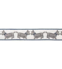 Scottie Embroidered Border Trimming by Samuel & Sons Grey