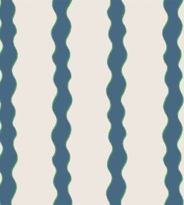 Scroll Stripe Fabric by Parker & Jules Day Blue