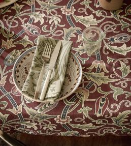 Scrolling Tulip Fabric by Morris & Co Plum