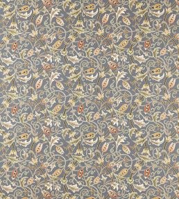 Scrolling Tulip Fabric by Morris & Co Slate/Apricot