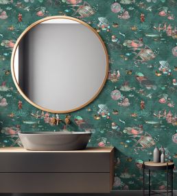 Sea Life Wallpaper by Brand McKenzie Teal & Coral