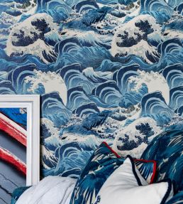Sea Waves Wallpaper by MINDTHEGAP Light Blue