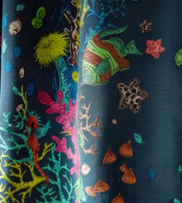 Seaforest Jacquard Fabric by Clarke & Clarke Navy
