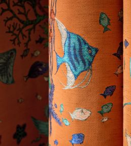 Seaforest Jacquard Fabric by Clarke & Clarke Peach