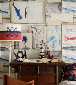 Seaman's Journal Wallpaper by MINDTHEGAP Indigo Red