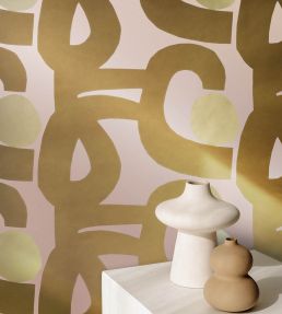 Seppel Metallic Wallpaper by Marimekko Ochre