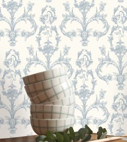 Seraphin Wallpaper by Casadeco Bleu Porcelaine