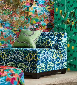 Serpenti Velvet Fabric by Harlequin Onsen / Emerald / Azul
