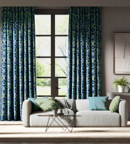Serpenti Velvet Fabric by Harlequin Onsen / Emerald / Azul