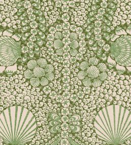 Shell Grotto Wallpaper by Fermoie Bottle Green