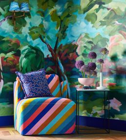 Sherbet Stripe Fabric by Harlequin Lapis/Spinel/Aquamarine
