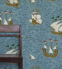 Ships Wallpaper by Josephine Munsey Sea Blue