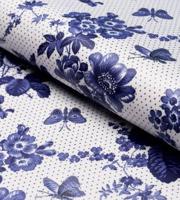 Sibyl Chintz Fabric by Schumacher Blue
