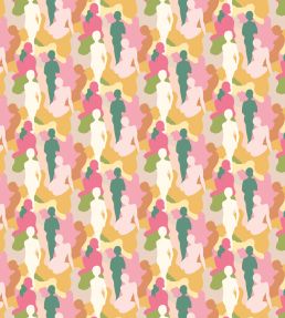 Silhouette Wallpaper by Ohpopsi Emerald & Peach