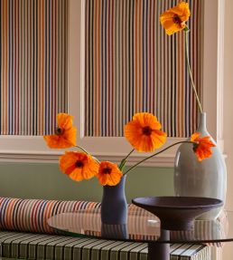 Silhouette Stripe Fabric by Ian Mankin Khaki/Black