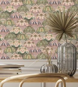 Silk Shades Wallpaper by Brand McKenzie Salmon & Olive