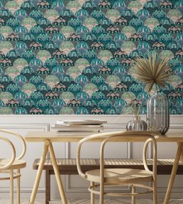 Silk Shades Wallpaper by Brand McKenzie Teal