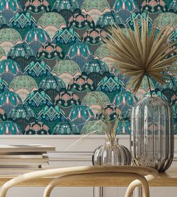 Silk Shades Wallpaper by Brand McKenzie Teal