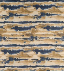 Silver Lining Fabric by Thibaut Indigo and Gold