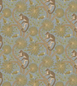 Simia Wallpaper by Josephine Munsey Blue and Olive