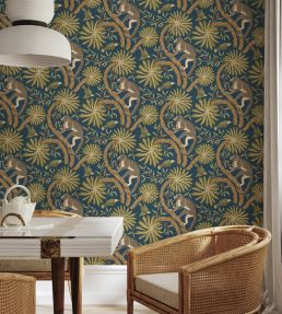 Simia Wallpaper by Josephine Munsey Petrol