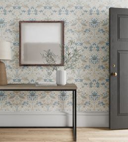 Simply Strawberry Thief Wallpaper by Morris & Co Slate / Vellum