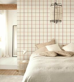 Smooth Grid Wallpaper by Casadeco Burgundy