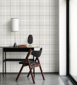 Smooth Grid Wallpaper by Casadeco Gris duvet