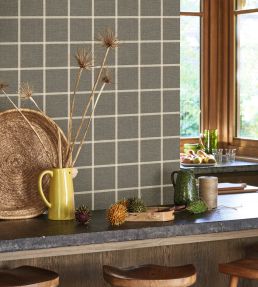 Smooth Grid Wallpaper by Casadeco Noir fusain