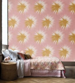 Soft Thistle Wallpaper by Cole & Son Rose Quartz & Gold