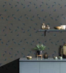 Softness Wallpaper by Caselio Bleu Cuivre