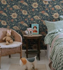 Solveig Wallpaper by Sandberg Midnight Blue