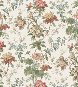 Somerhill Fabric by Nina Campbell Coral/Eucalyptus