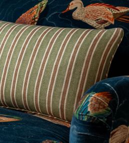 Somerton Stripe Fabric by Mulberry Home Russet/Teal