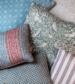 Ladbroke Stripe Fabric by Mulberry Home Teal/Red