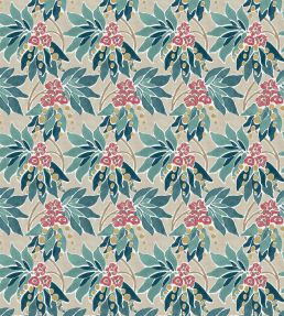 Sonia Fabric by Nina Campbell Teal/Ruby
