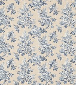 Sorilla Damask Fabric by Sanderson Indigo/Linen