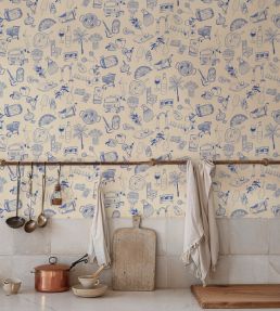 Souvenirs Wallpaper by Tres Tintas Blue