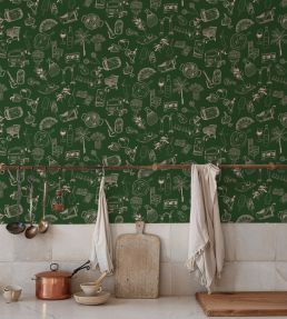 Souvenirs Wallpaper by Tres Tintas Green