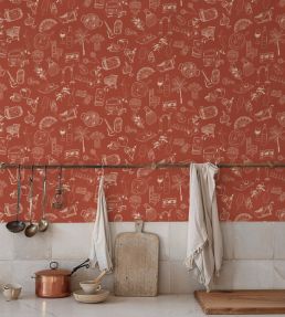 Souvenirs Wallpaper by Tres Tintas Red