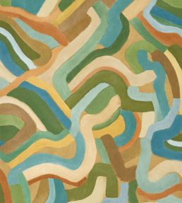 Spiralis Wallpaper by Harlequin Ochre/Turquoise/Forest