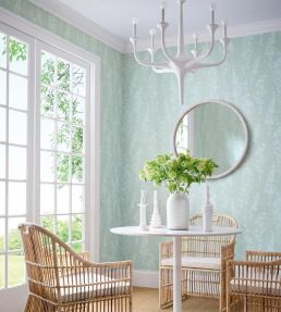 Spring Blooms Wallpaper by Thibaut Metallic Pewter on Lavender