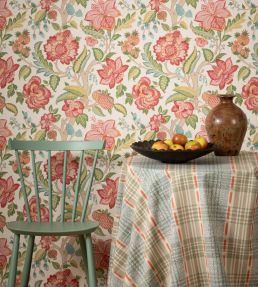 Squiggle Check Fabric by George & Minnie Walnut/Ochre