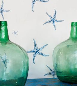 Starfish Wallpaper by Barneby Gates Blue on Parchment