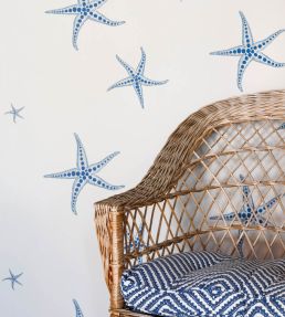 Starfish Wallpaper by Barneby Gates Blue on Parchment