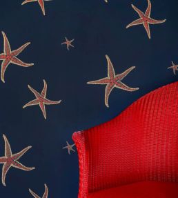 Starfish Wallpaper by Barneby Gates Navy/Sienna