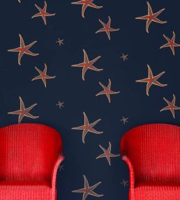 Starfish Wallpaper by Barneby Gates Navy/Sienna